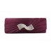 Evening Bag - Pleated Satin w/ Rhinestone Charm Accent - Purple - BG-92199PU